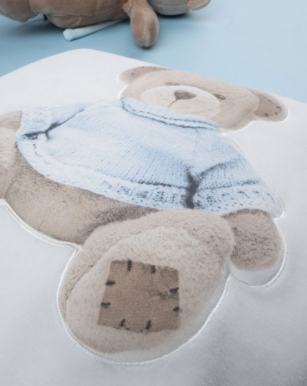 κουβέρτα χειμερινή σενίλ για λίκνο/πορτ-μπεμπέ με αρκουδάκι για αγόρι - Prénatal