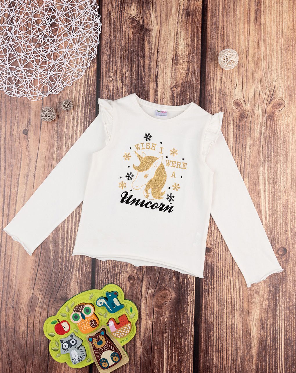 παιδική μπλούζα λευκή με μονόκερο για κορίτσι - Prénatal