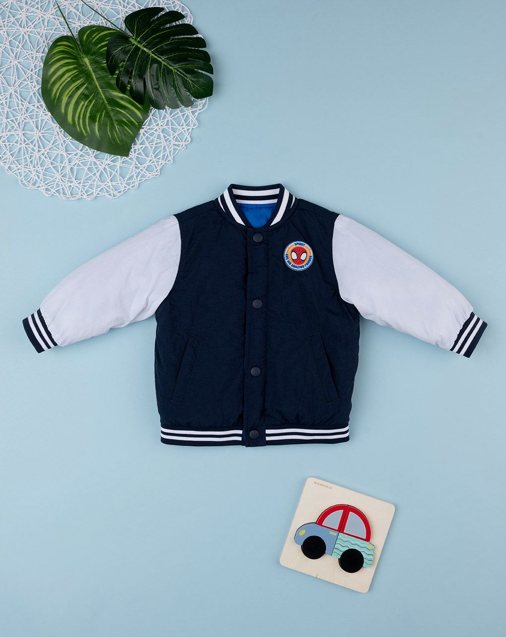 βρεφικό μπουφάν bomber μπλε με το spiderman για αγόρι - Prénatal