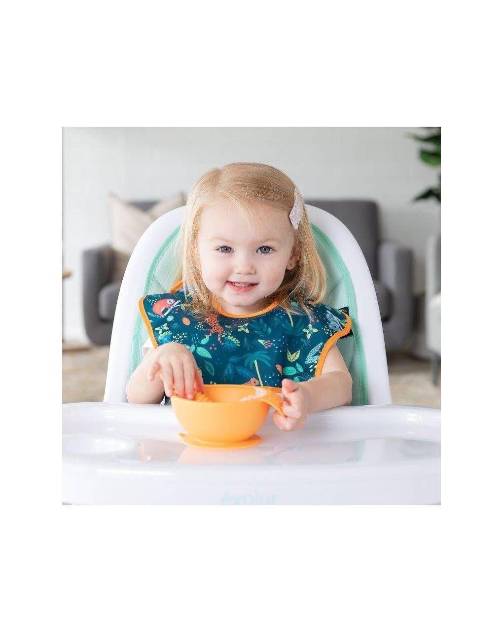 Bumkins σαλιάρα με κοντά μανίκια junior bib blue tropic - BUMKINS