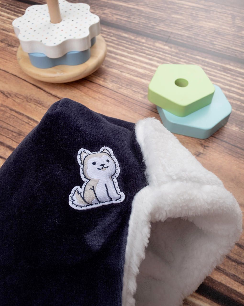 βρεφικό σκουφάκι αεροπόρου με λύκο μπλε για αγόρι - Prénatal