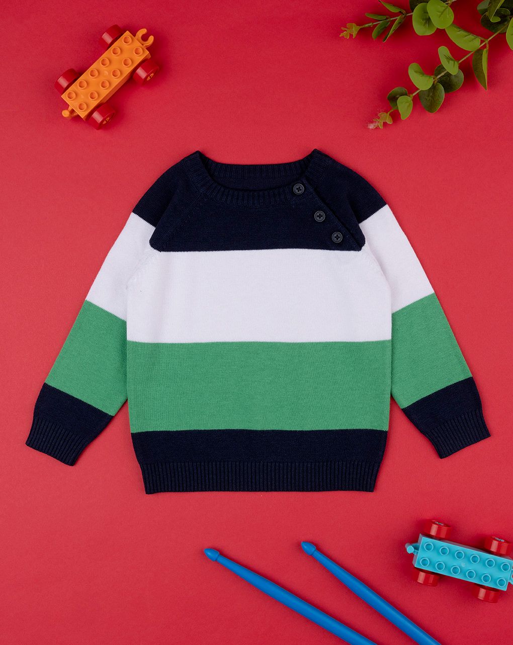 βρεφικό πουλόβερ βαμβακερό ριγέ για αγόρι