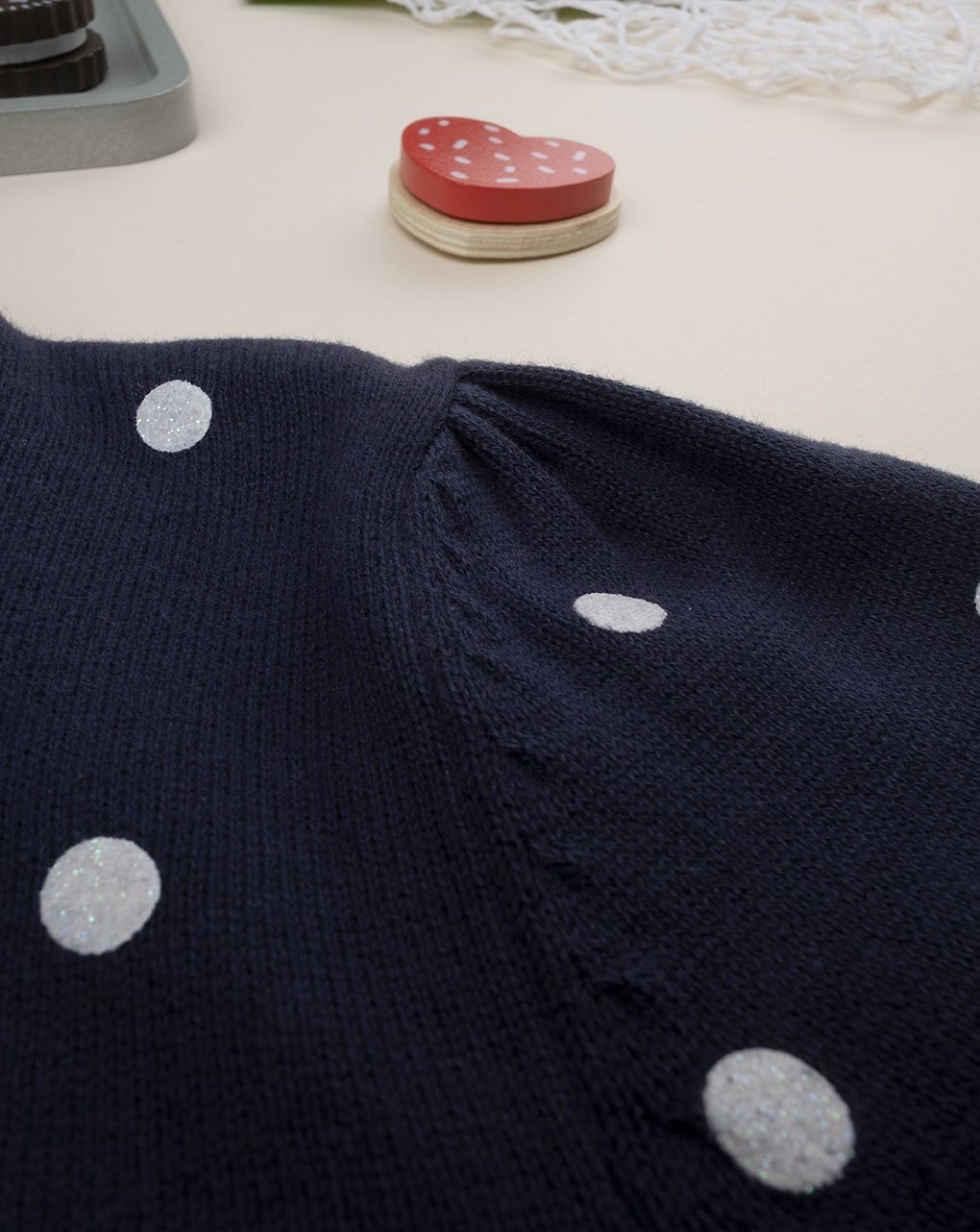παιδική πλεκτή ζακέτα μπλε πουά για κορίτσι - Prénatal
