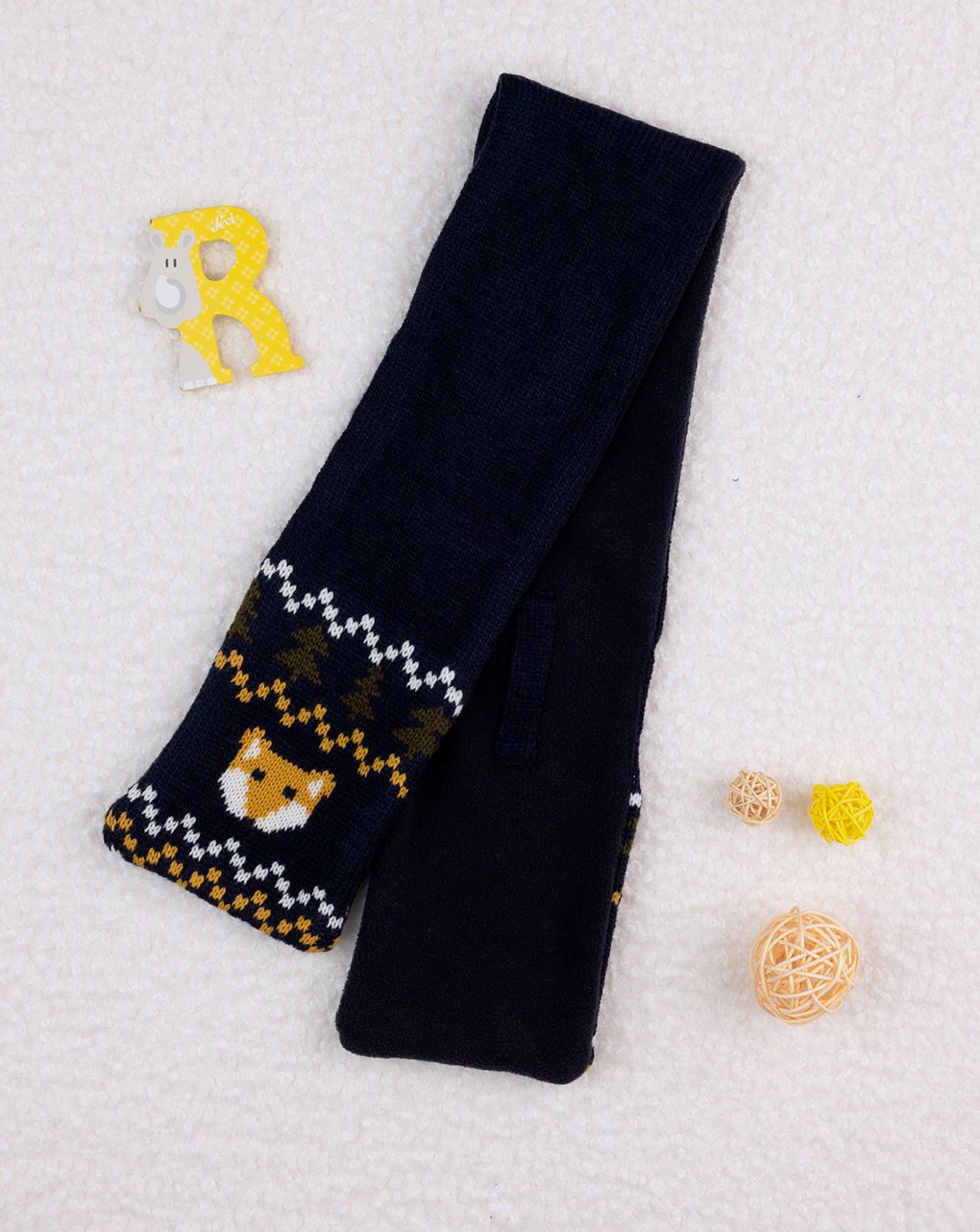 βρεφικό κασκόλ μπλε με αλεπού για αγόρι - Prénatal