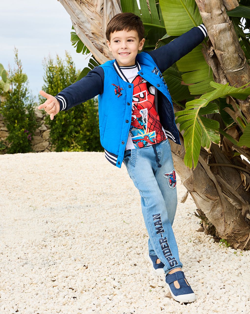 παιδικό μπουφάν bomber μπλε με το spiderman για αγόρι
