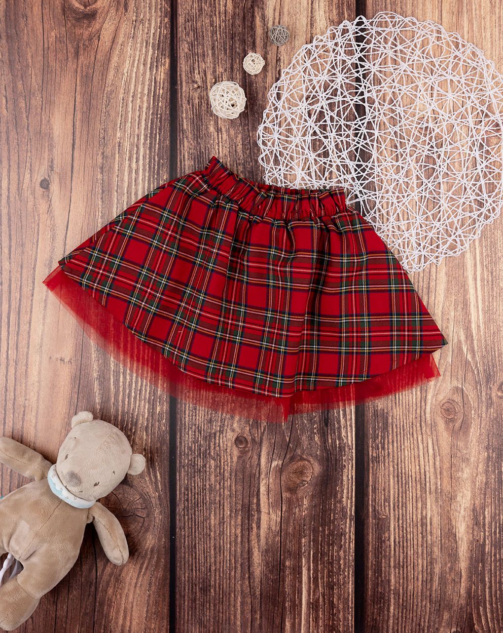 παιδική φούστα κόκκινη καρό για κορίτσι - Prénatal