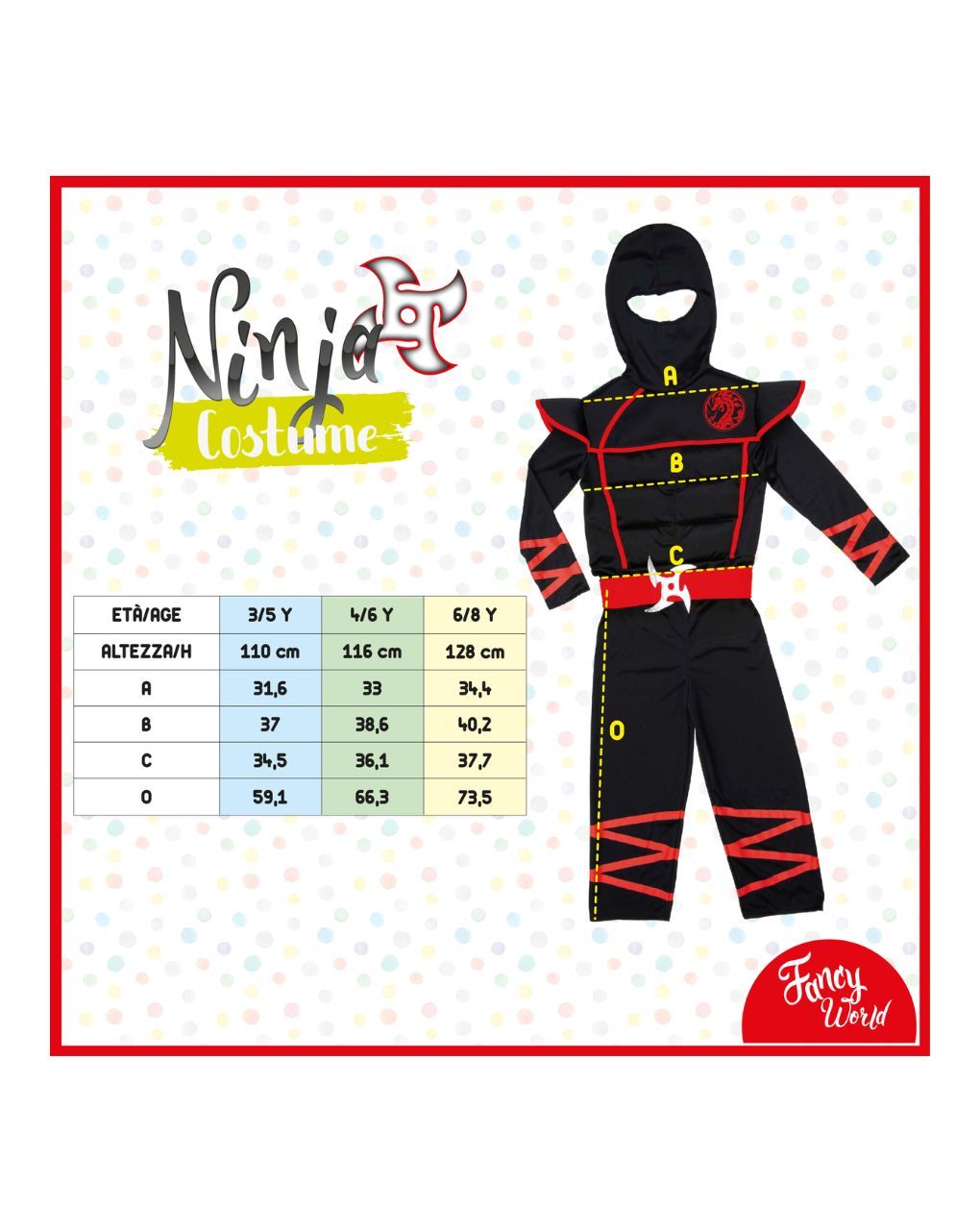 Fancy world παιδική αποκριάτικη στολή νίντζα 3 μεγέθη prg00211 - Fancy World