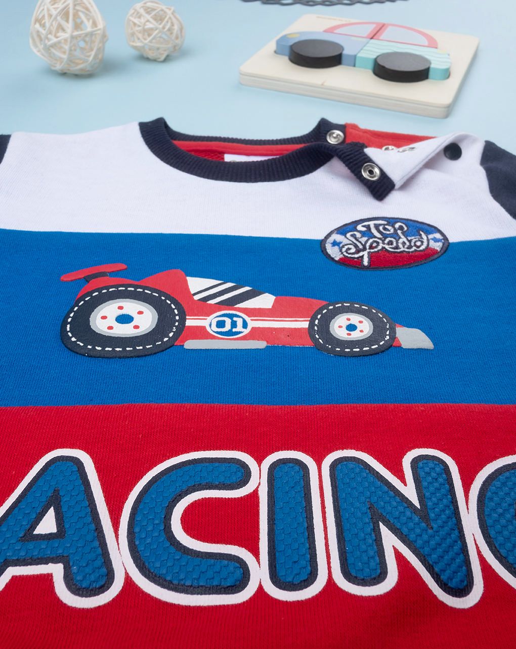 βρεφική μπλούζα φούτερ ριγέ racing για αγόρι - Prénatal