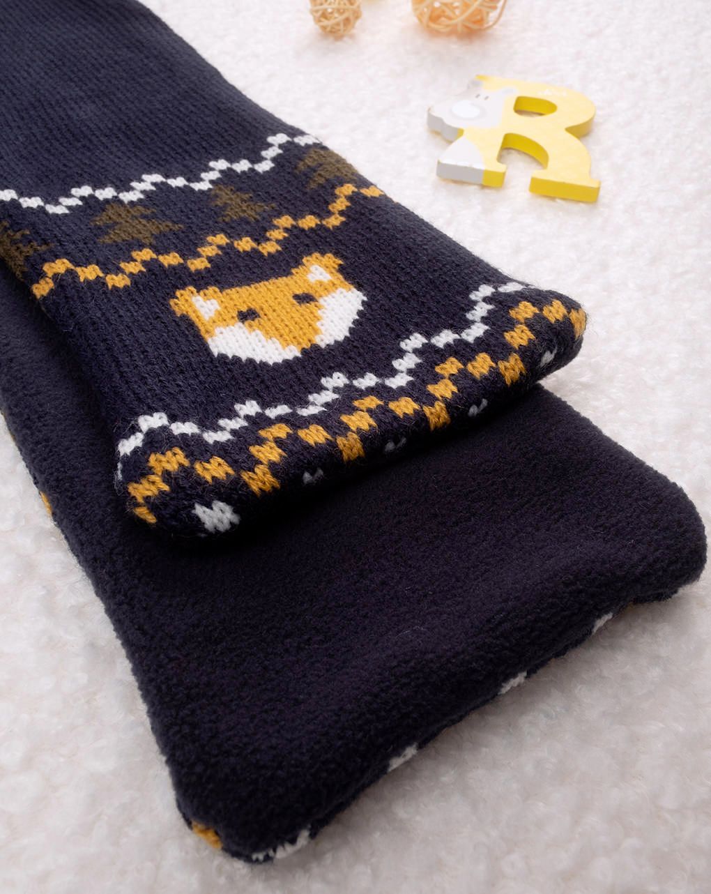 βρεφικό κασκόλ μπλε με αλεπού για αγόρι - Prénatal