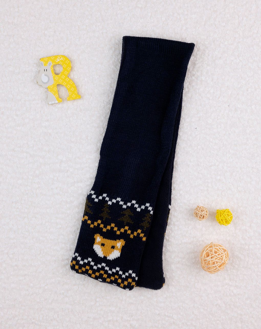 βρεφικό κασκόλ μπλε με αλεπού για αγόρι - Prénatal