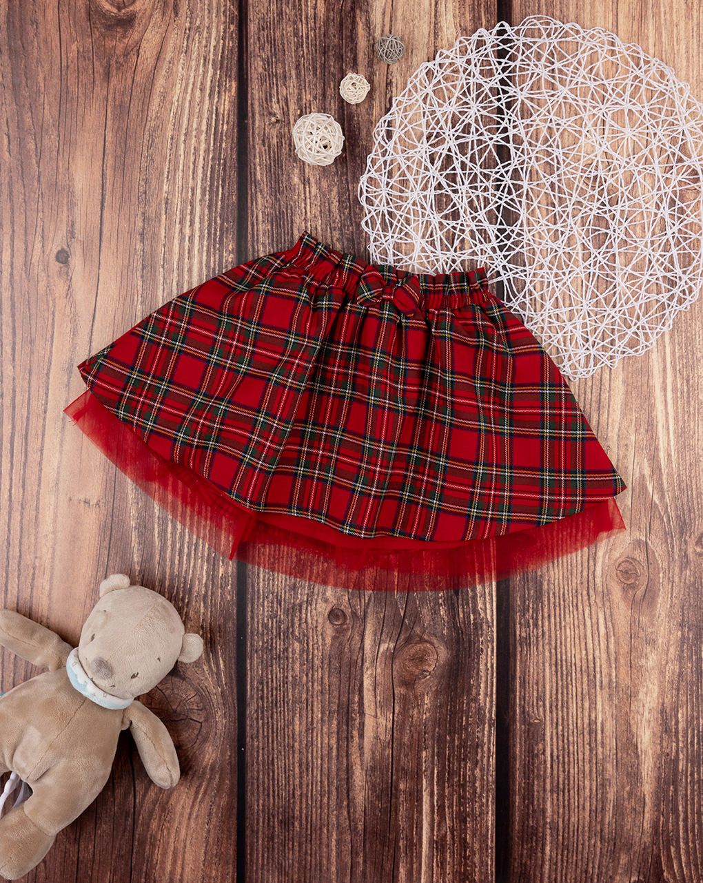 παιδική φούστα κόκκινη καρό για κορίτσι - Prénatal