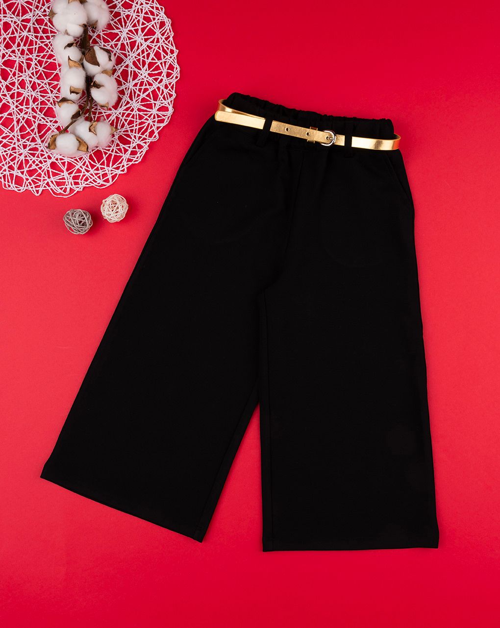 παιδικό παντελόνα μαύρη με ζώνη για κορίτσι