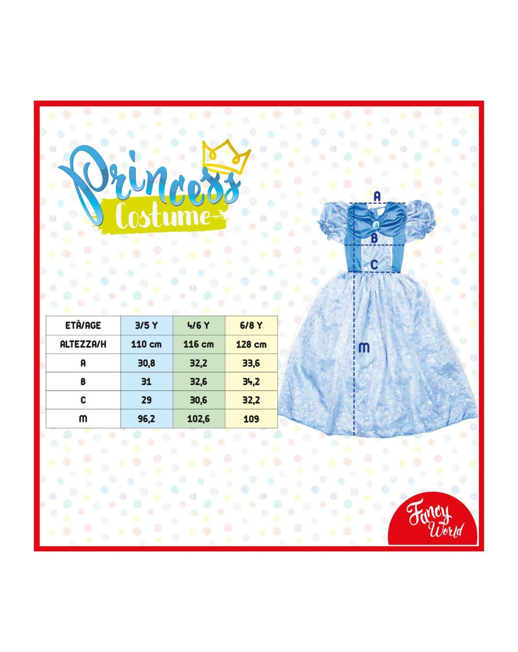 Fancy world αποκριάτικη στολή πριγκίπισσα του πάγου 3 μεγέθη prg00217 - Fancy World