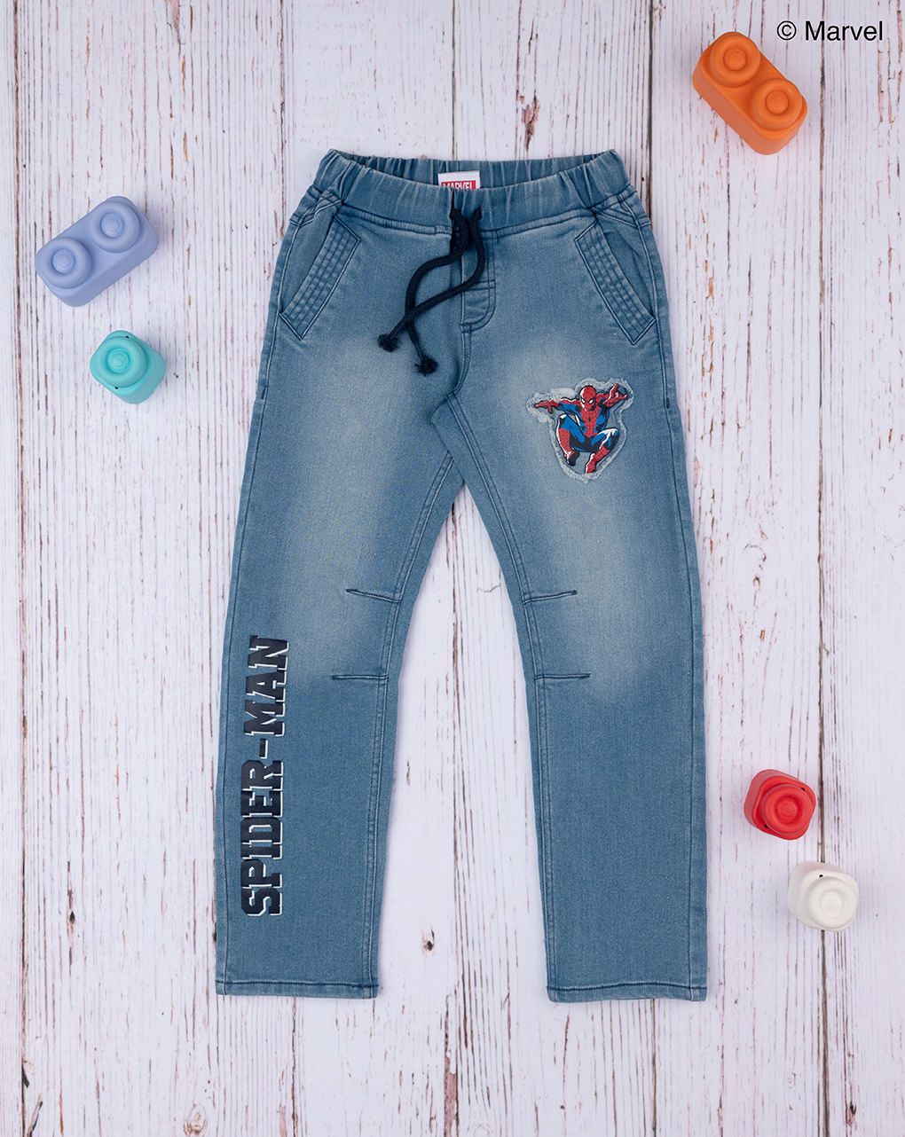 παιδικό τζιν παντελόνι μπλε ανοιχτό με το spiderman για αγόρι - Prénatal