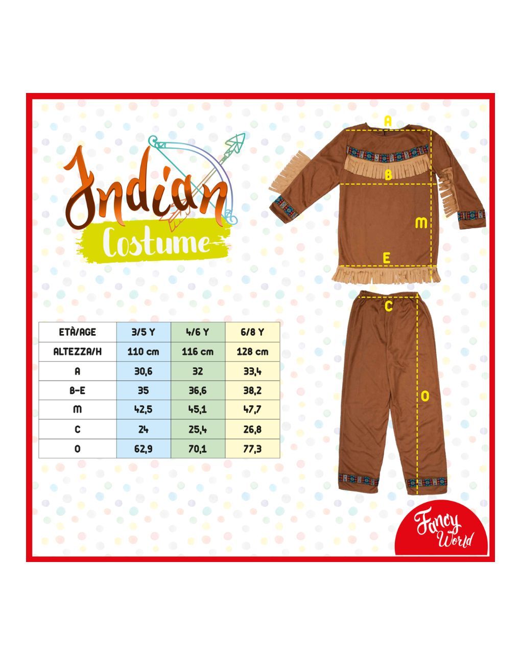 Fancy world αποκριάτικη στολή ινδιάνου 3 μεγέθη prg00212 - Fancy World