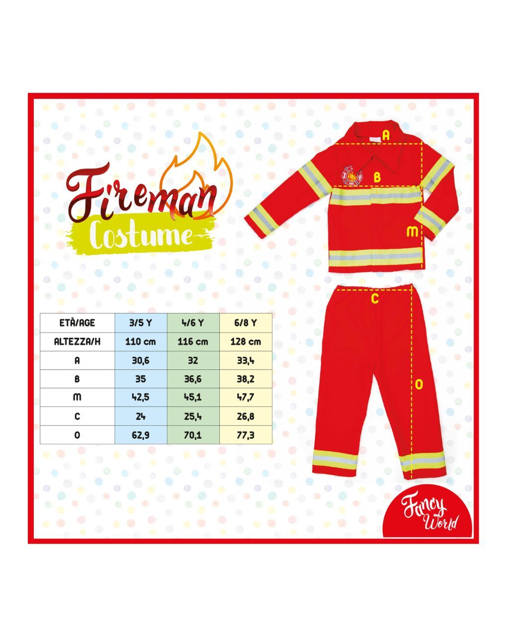 Fancy world αποκριάτικη στολή πυροσβέστη 3 μεγέθη prg00210 - Fancy World
