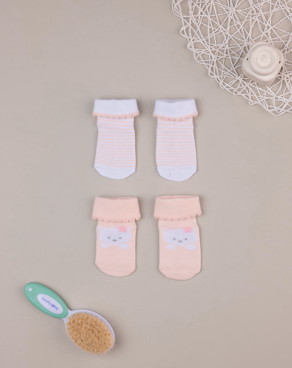 βρεφικά καλτσάκια με αρκουδάκι πακέτο x2 για κορίτσι