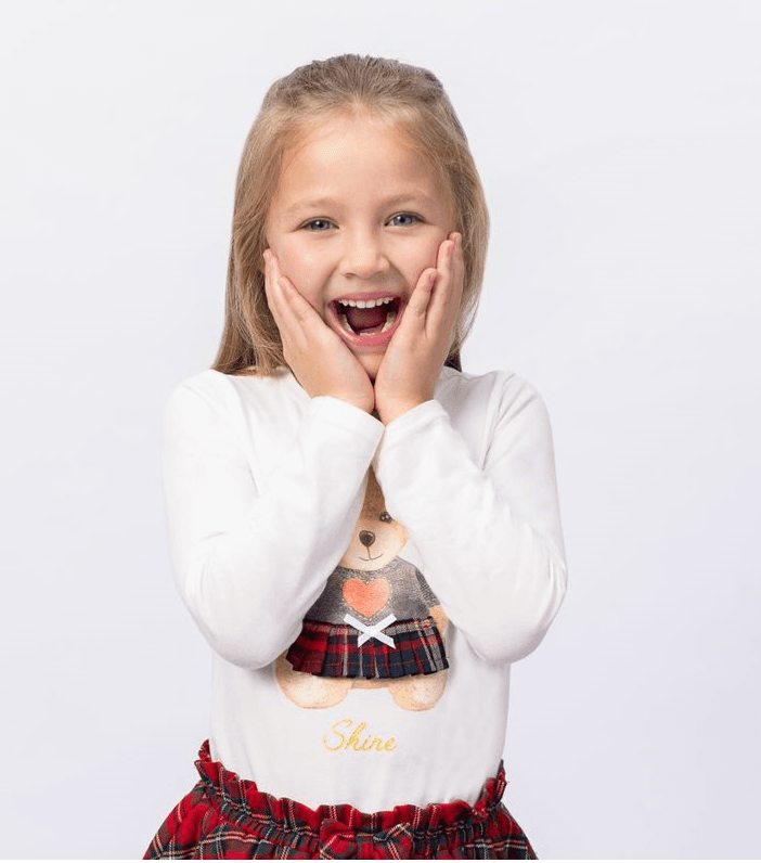 παιδική μπλούζα λευκή με αρκουδάκι για κορίτσι - Prénatal