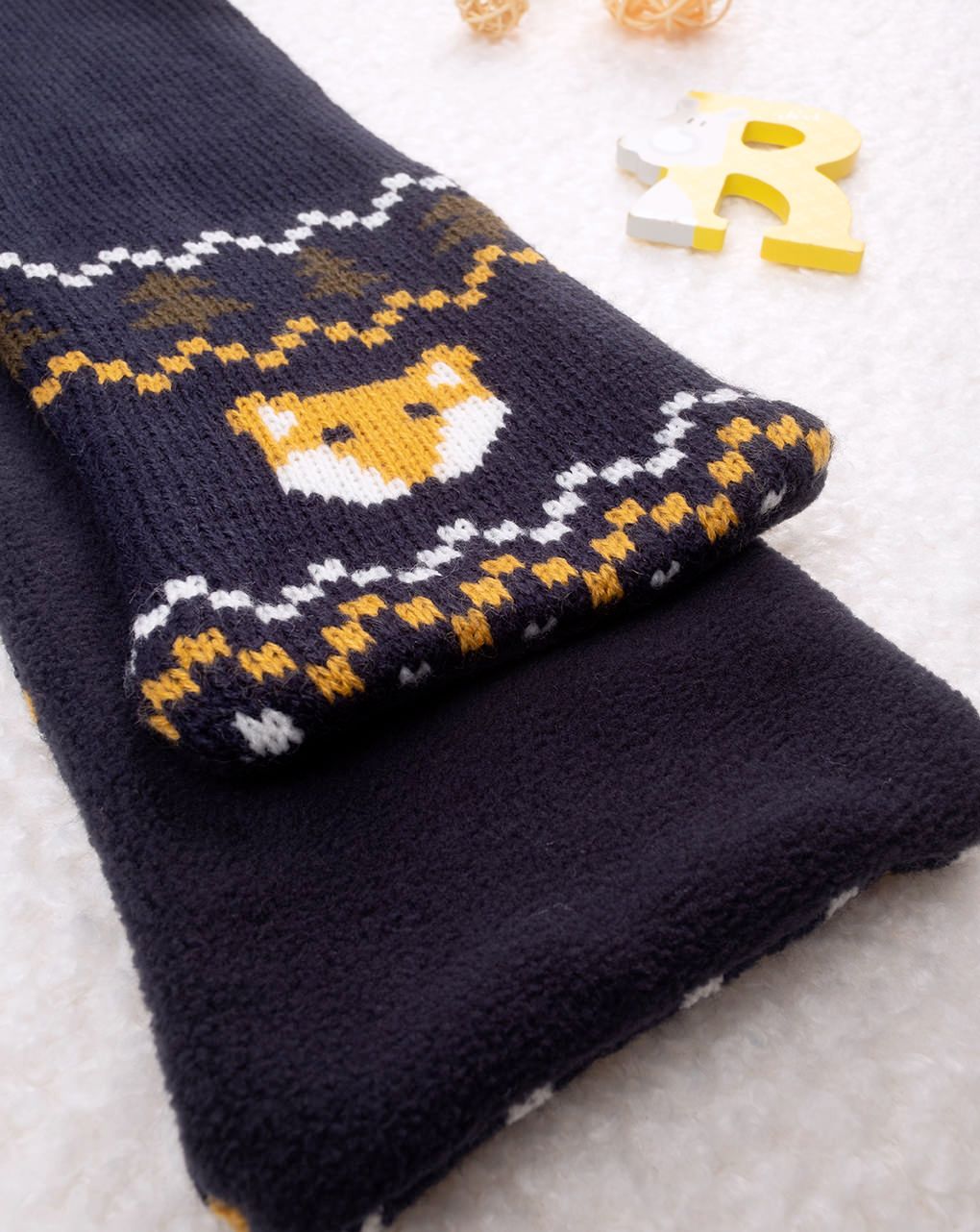 βρεφικό κασκόλ μπλε με αλεπού για αγόρι - Prénatal