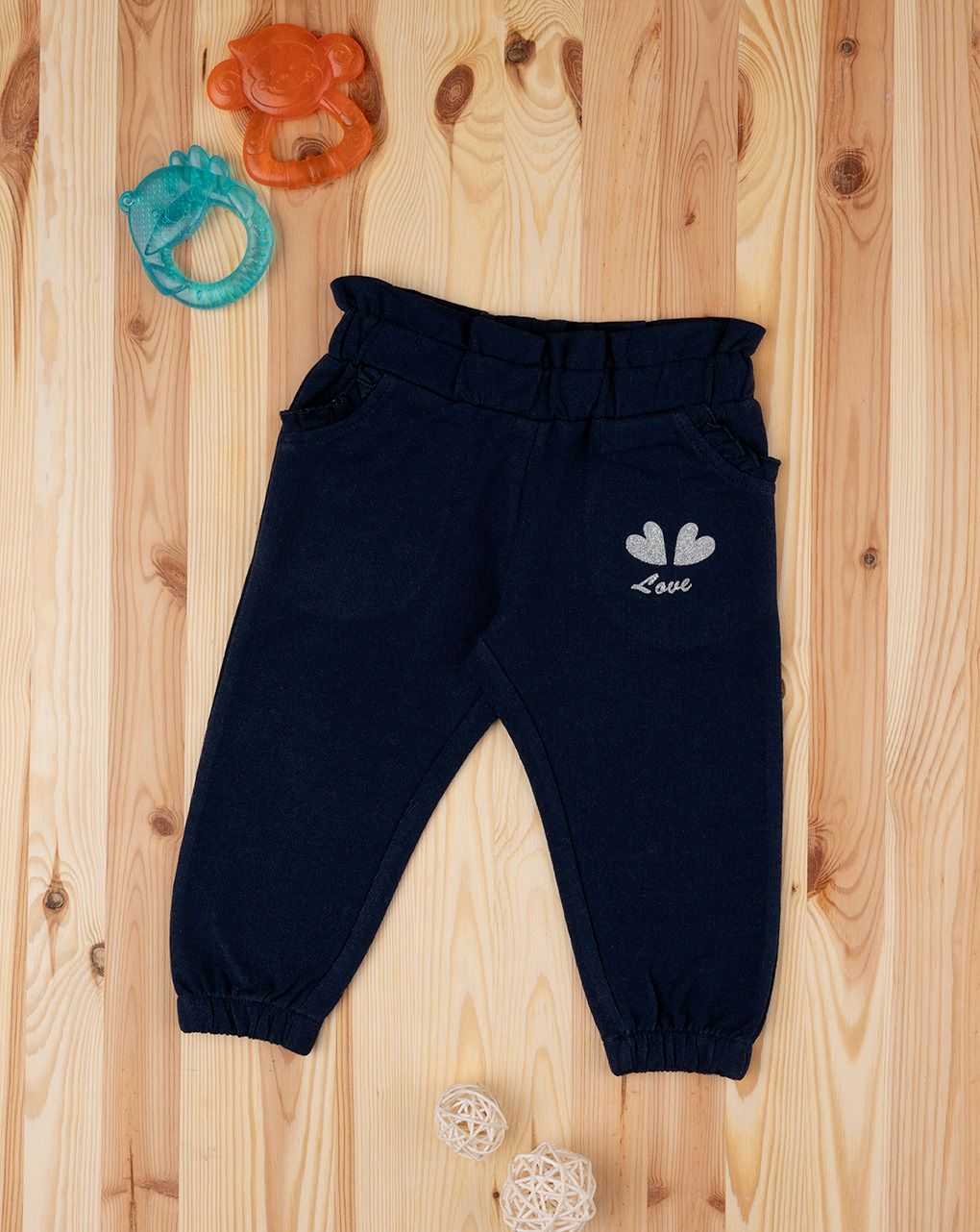 βρεφικό παντελόνι φόρμας μπλε love για κορίτσι - Prénatal