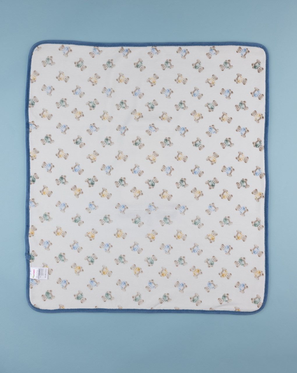 κουβέρτα χειμερινή σενίλ για λίκνο/πορτ-μπεμπέ με αρκουδάκι για αγόρι - Prénatal