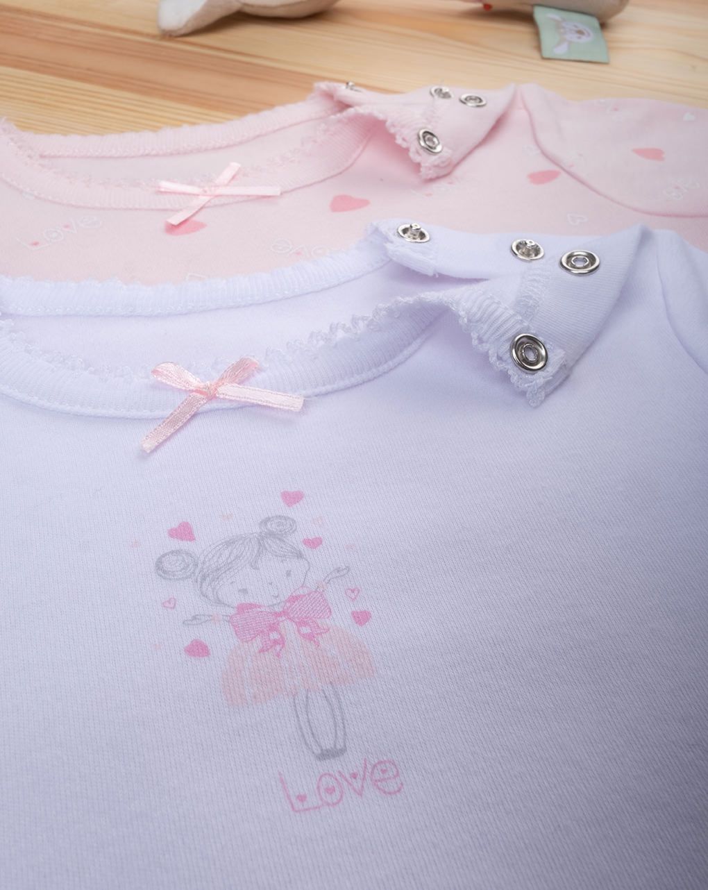 βρεφικά κορμάκια πακέτο x2 με καρδούλες για κορίτσι - Prénatal