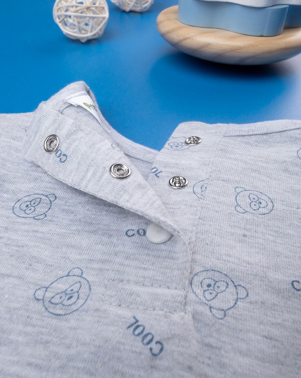βρεφικό μπλουζάκι γκρι με αρκουδάκια για αγόρι - Prénatal