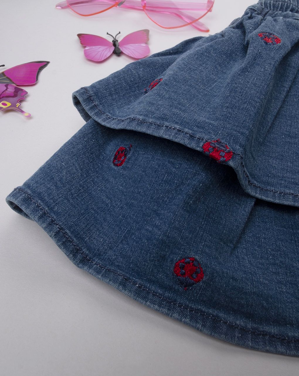 βρεφική τζιν φούστα μπλε με πασχαλίτσες για κορίτσι - Prénatal