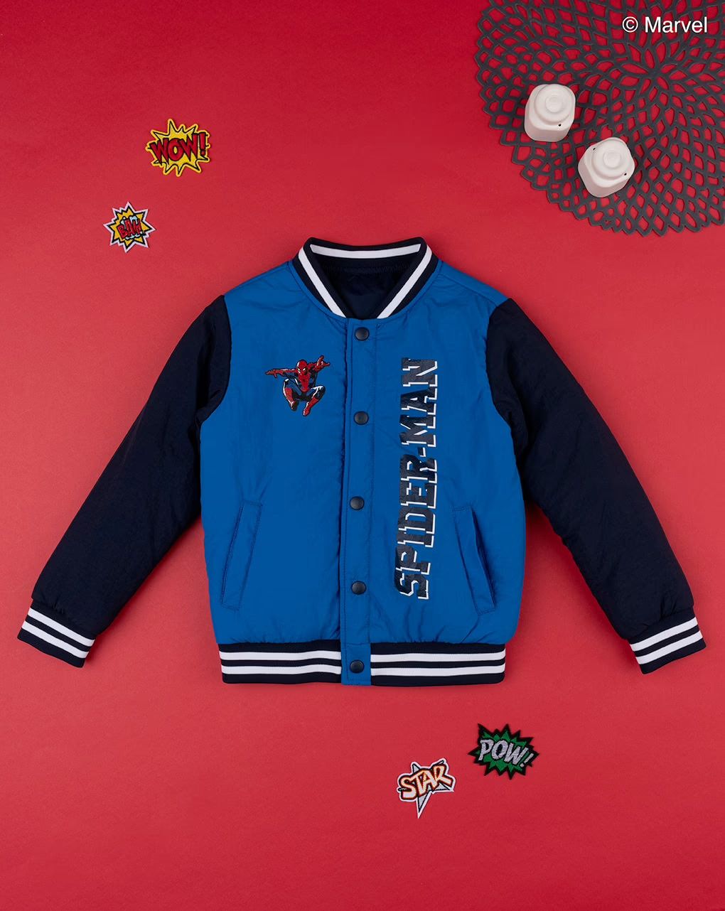 παιδικό μπουφάν bomber μπλε με το spiderman για αγόρι - Prénatal