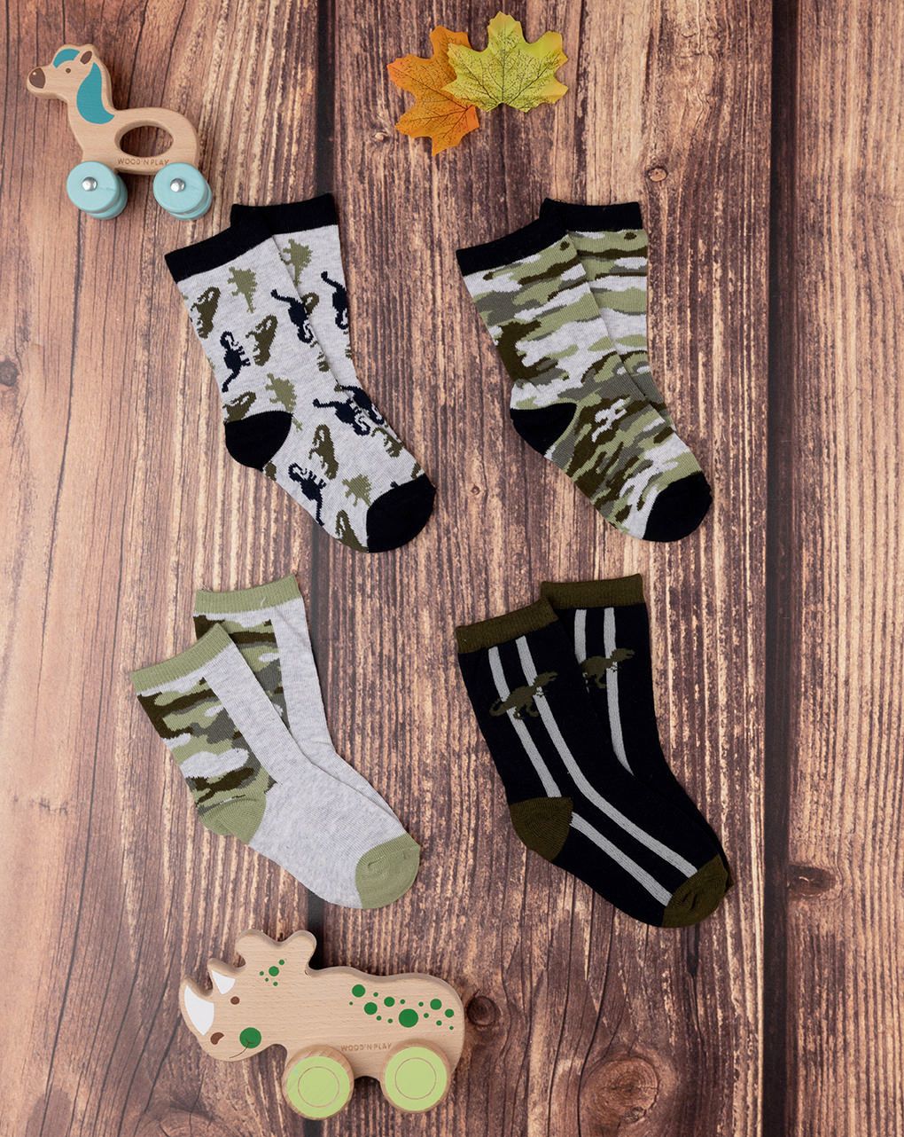 βρεφικές κάλτσες πακέτο x4 με δεινόσαυρους για αγόρι - Prénatal