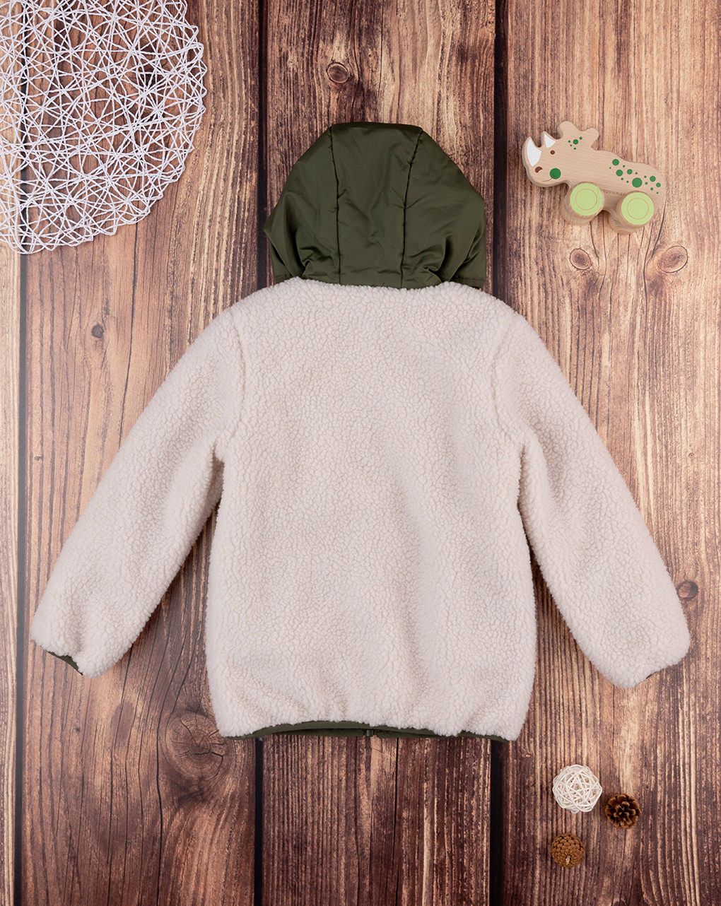 παιδικό μπουφάν μπουκλέ λευκό για αγόρι - Prénatal