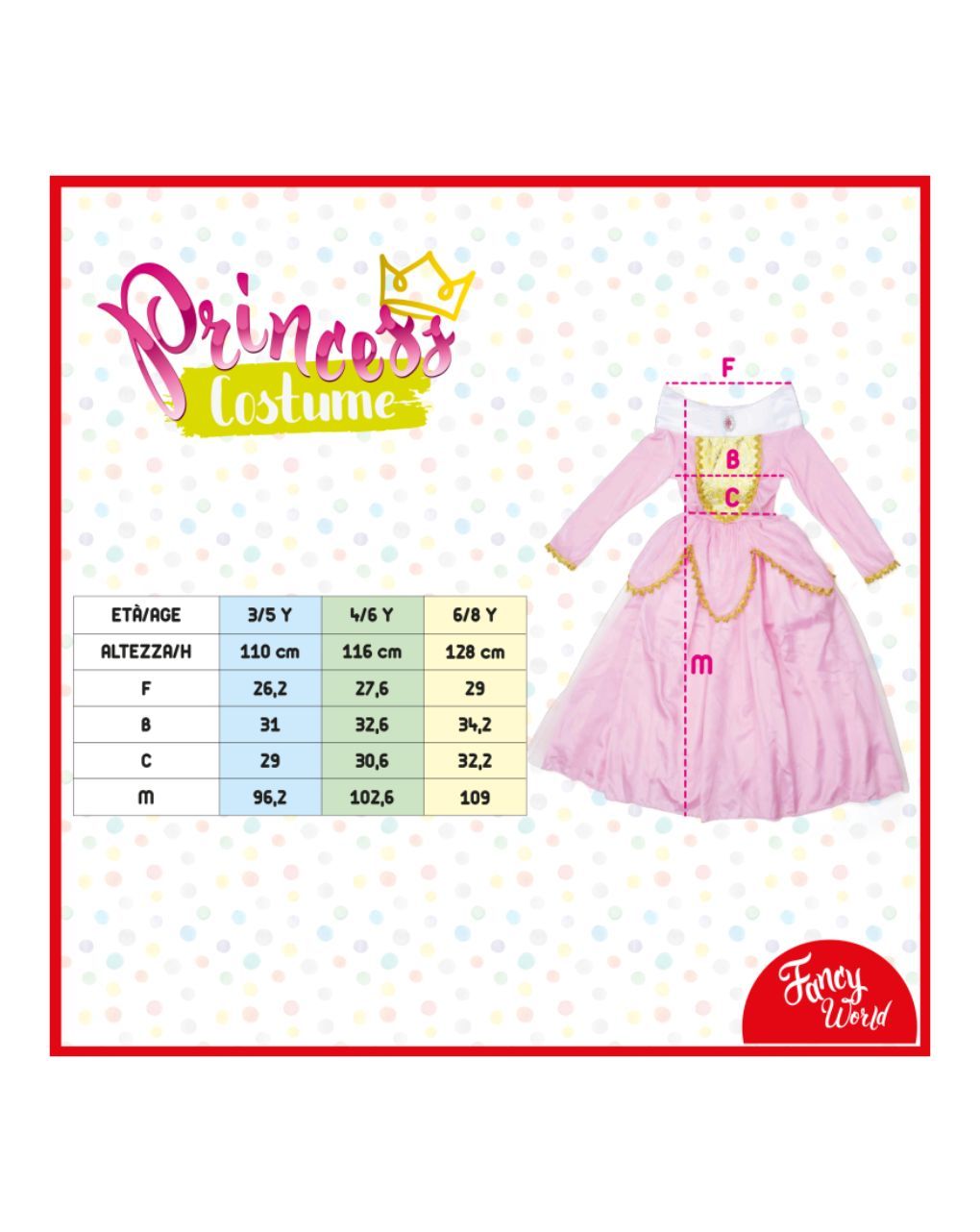 Fancy world αποκριάτικη στολή πριγκίπισσα του παραμυθιού 3 μεγέθη prg00218 - Fancy World
