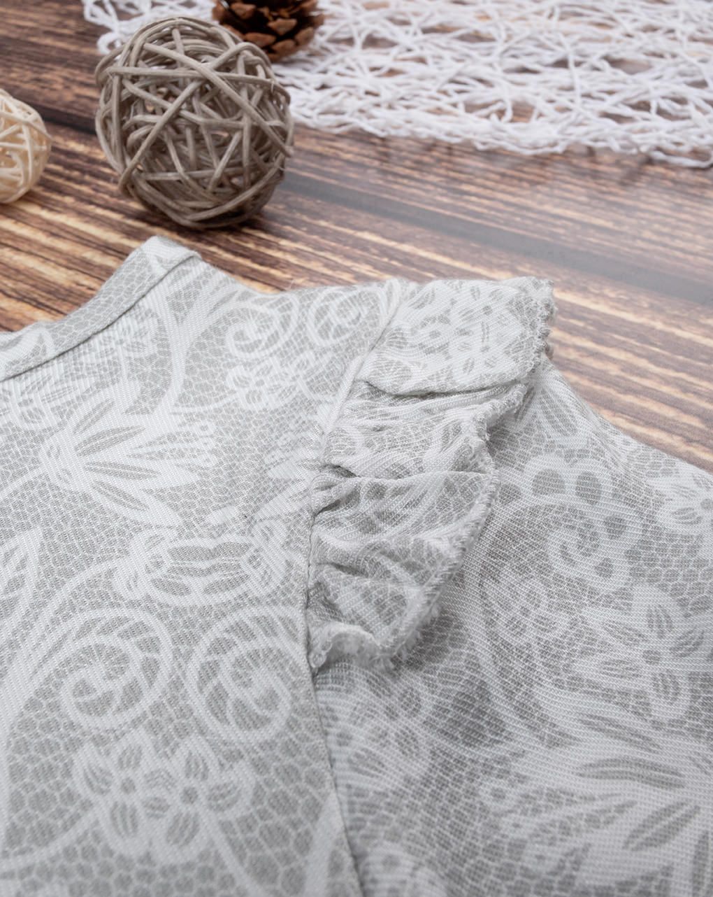 παιδικό φόρεμα γκρι φλοράλ για κορίτσι - Prénatal