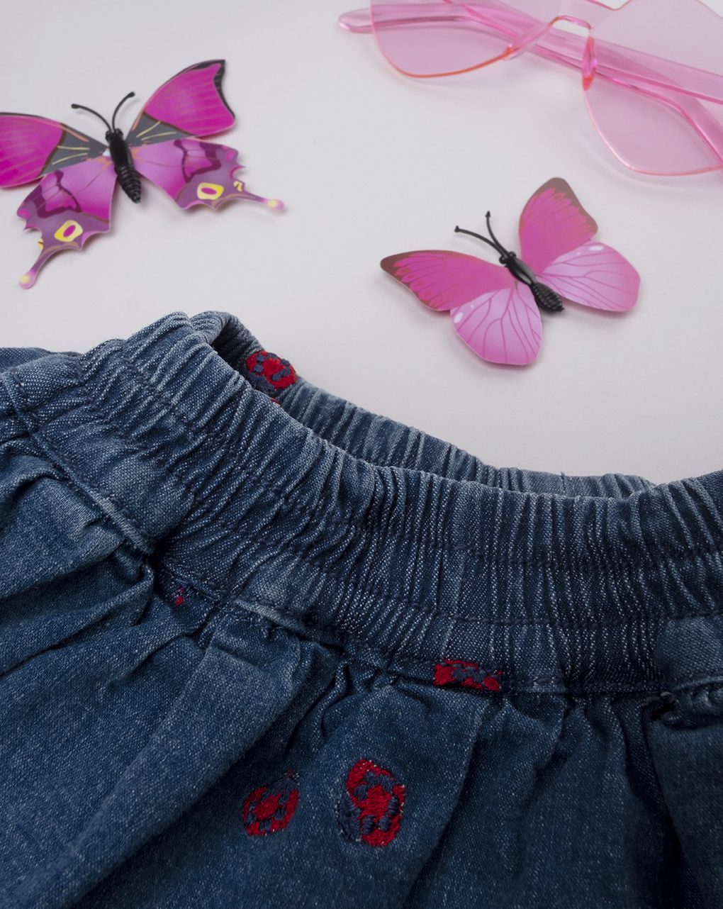 βρεφική τζιν φούστα μπλε με πασχαλίτσες για κορίτσι - Prénatal