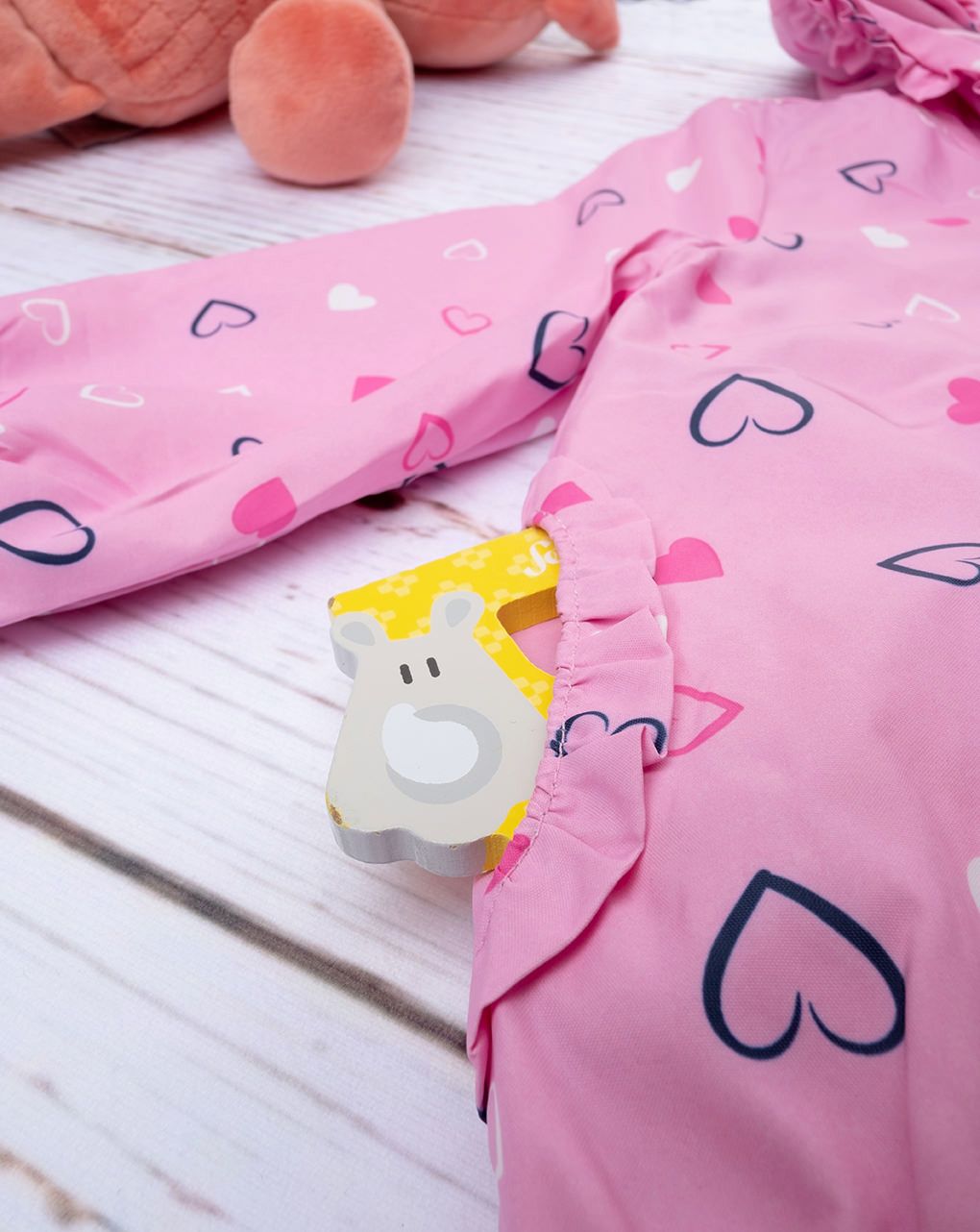 βρεφικό αντιανεμικό μπουφάν ροζ με καρδούλες και επένδυση για κορίτσι - Prénatal