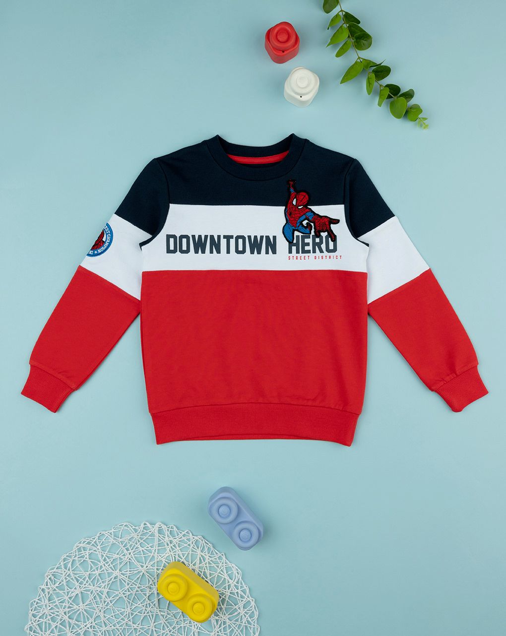 παιδική μπλούζα φούτερ τρίχρωμο με το spiderman για αγόρι - Prénatal