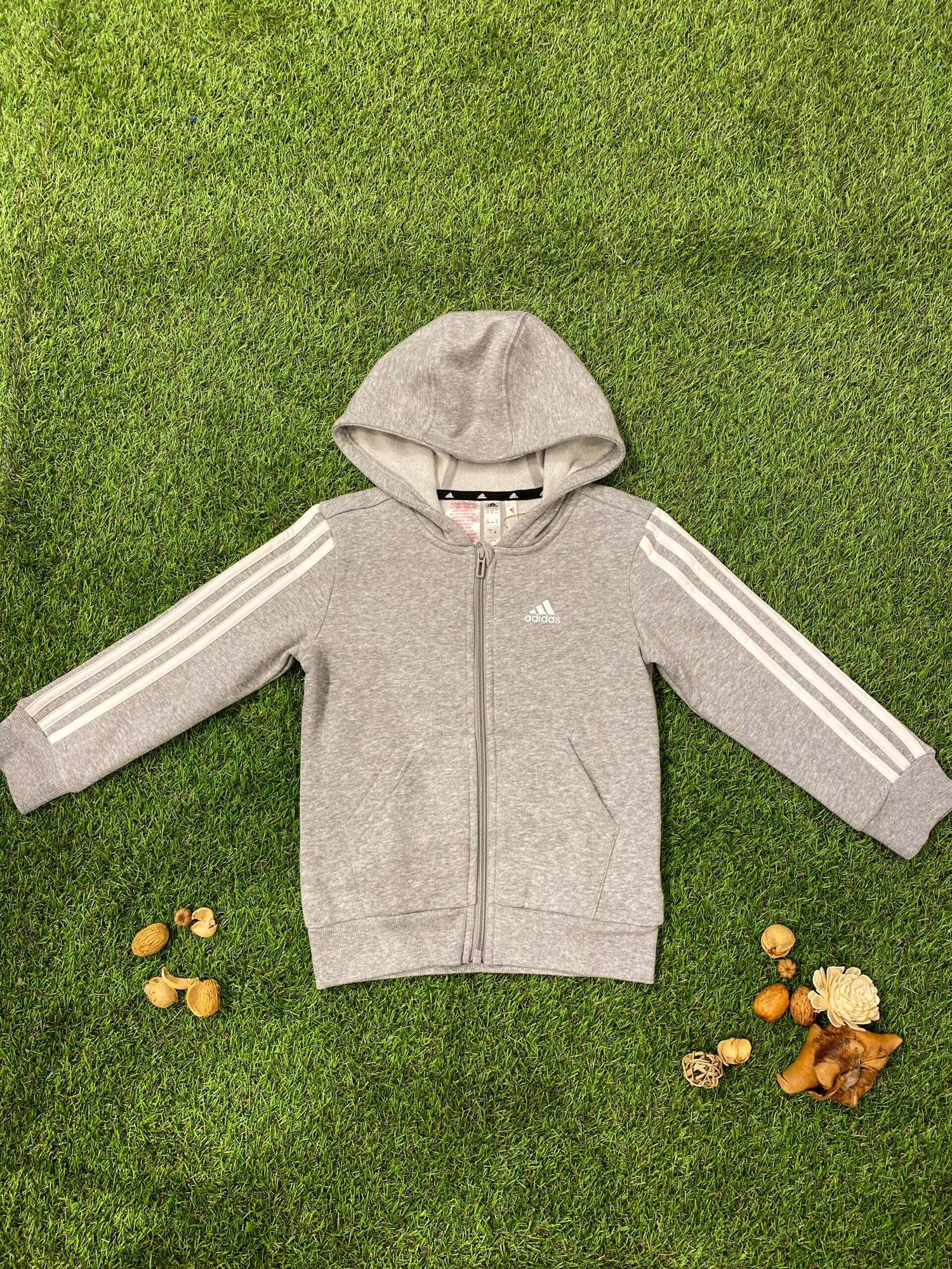 Adidas ζακέτα φούτερ γκρι με κουκούλα h65787 για αγόρι - Adidas