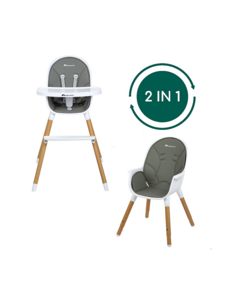Bebe confort καρεκλάκι φαγητού avista terrazo 2 in 1 με ξύλινο σκελετό & ύφασμάτινο κάθισμα warm grey - Bébé Confort