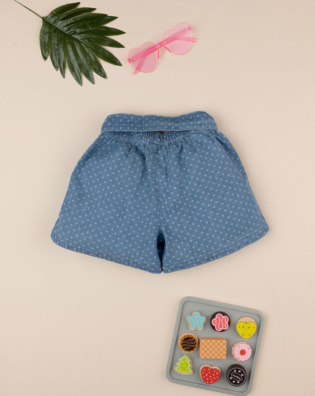 παιδικό τζιν σορτσάκι μπλε πουά για κορίτσι - Prénatal