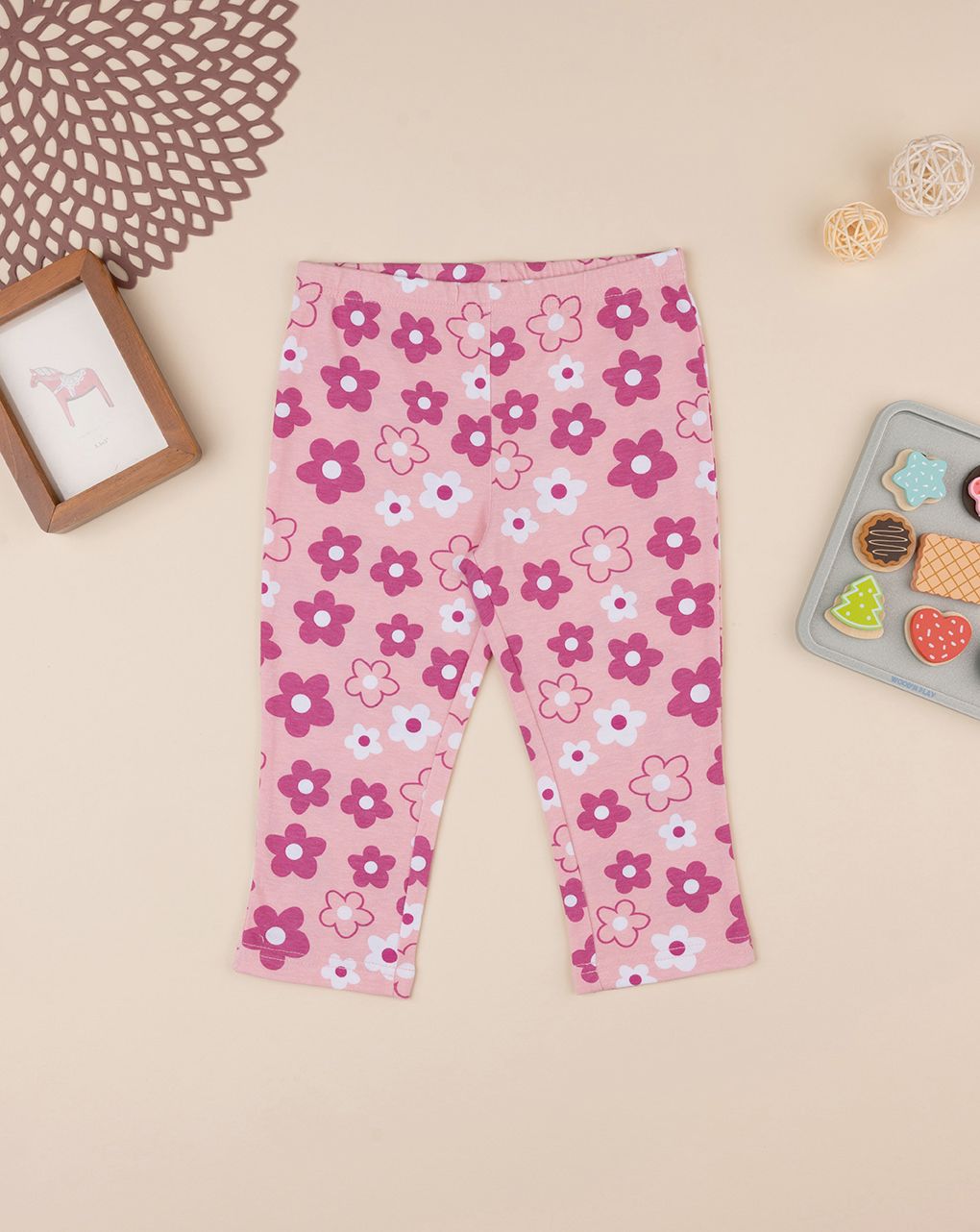 παιδικό κολάν 3/4 ροζ φλοράλ για κορίτσι - Prénatal