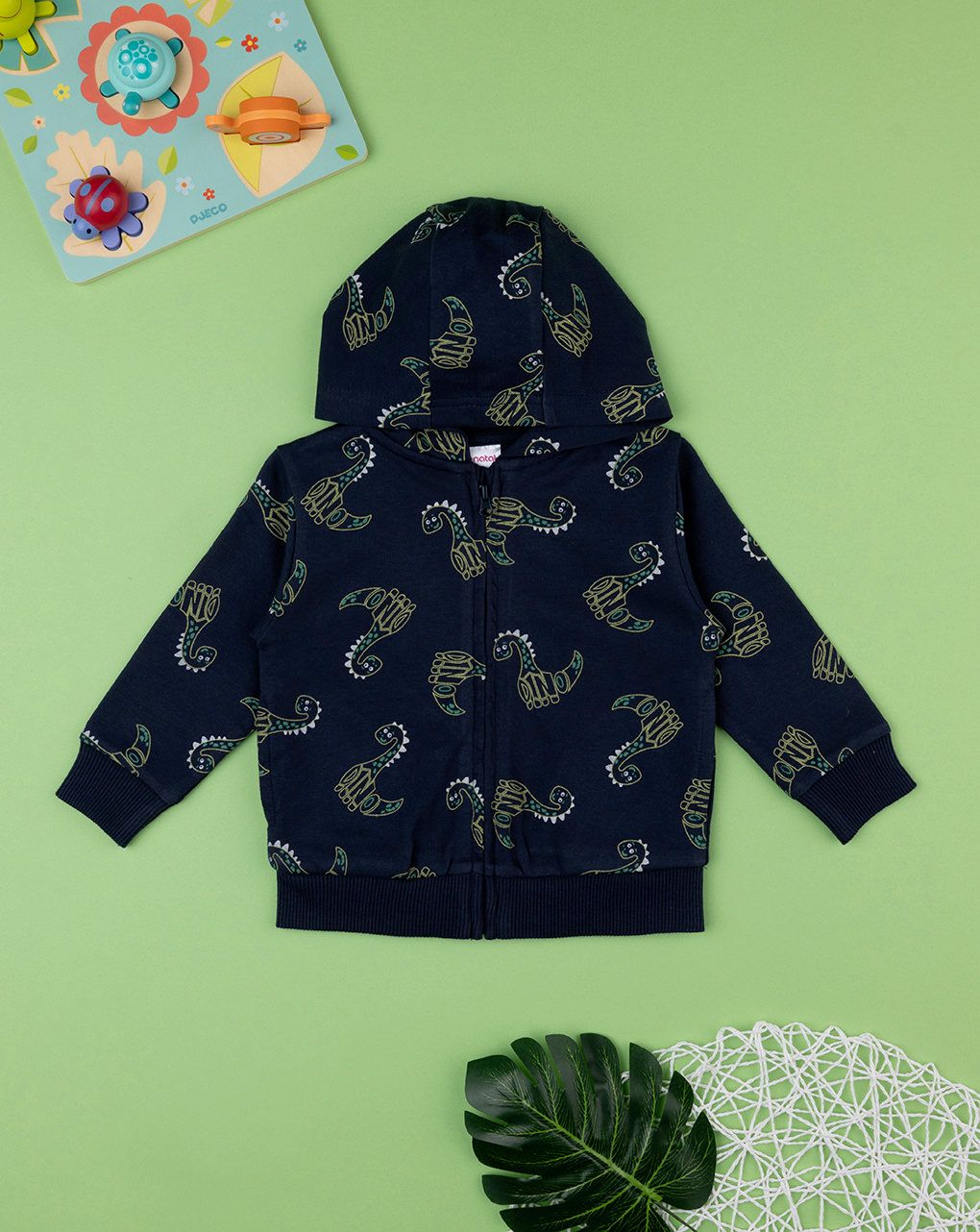 βρεφική ζακέτα φούτερ μπλε με δεινόσαυρους για αγόρι - Prénatal