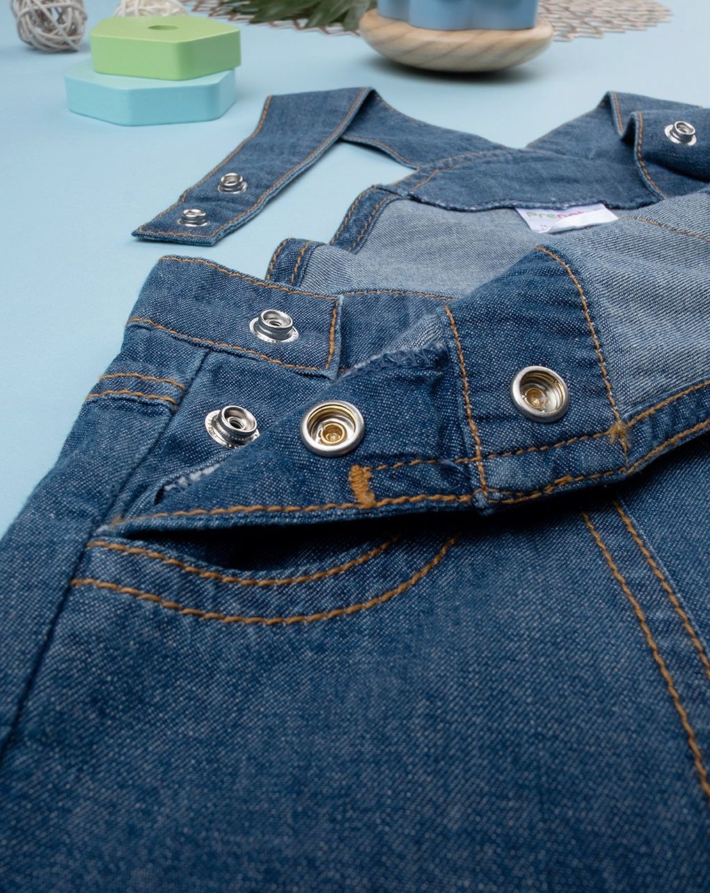 βρεφική κοντή τζιν σαλοπέτα μπλε για αγόρι - Prénatal