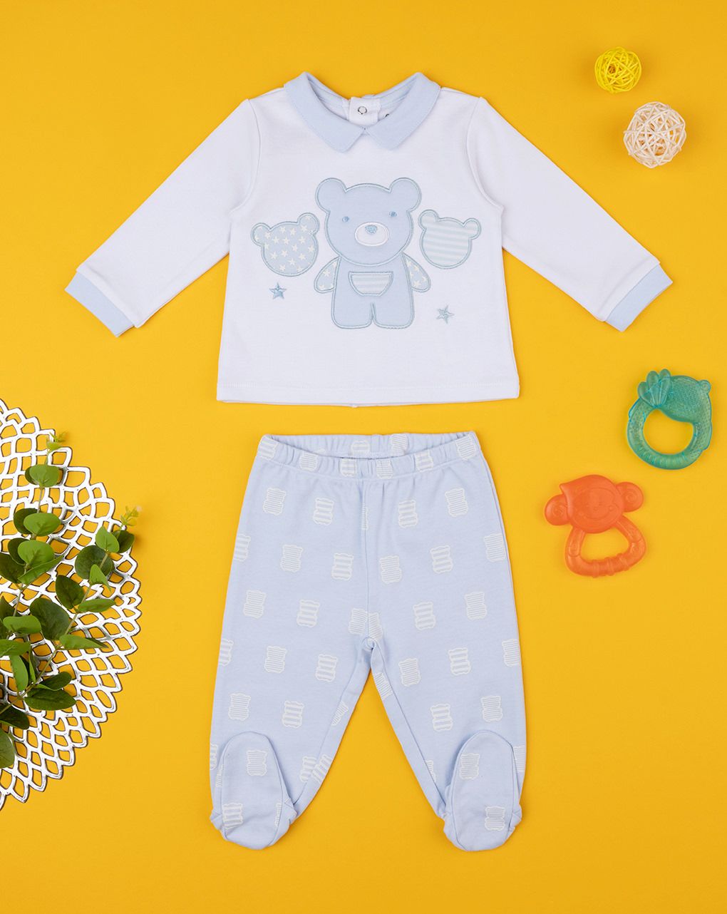 βρεφικό σετ μπλούζα και γκέτα με αρκουδάκι για αγόρι - Prénatal