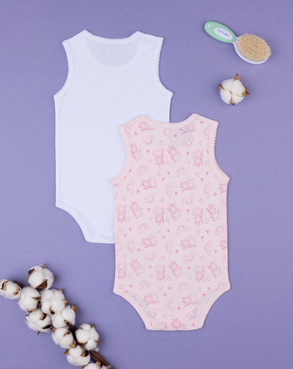 βρεφικά κορμάκια πακέτο x2 με μονόκερους για κορίτσι - Prénatal