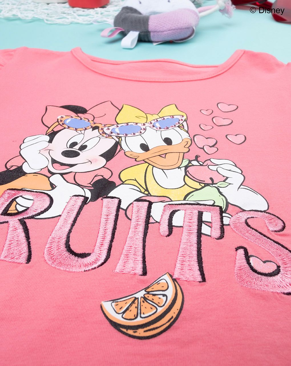 παιδικό t-shirt κοραλί με τη minnie και τη daisy για κορίτσι - Prénatal