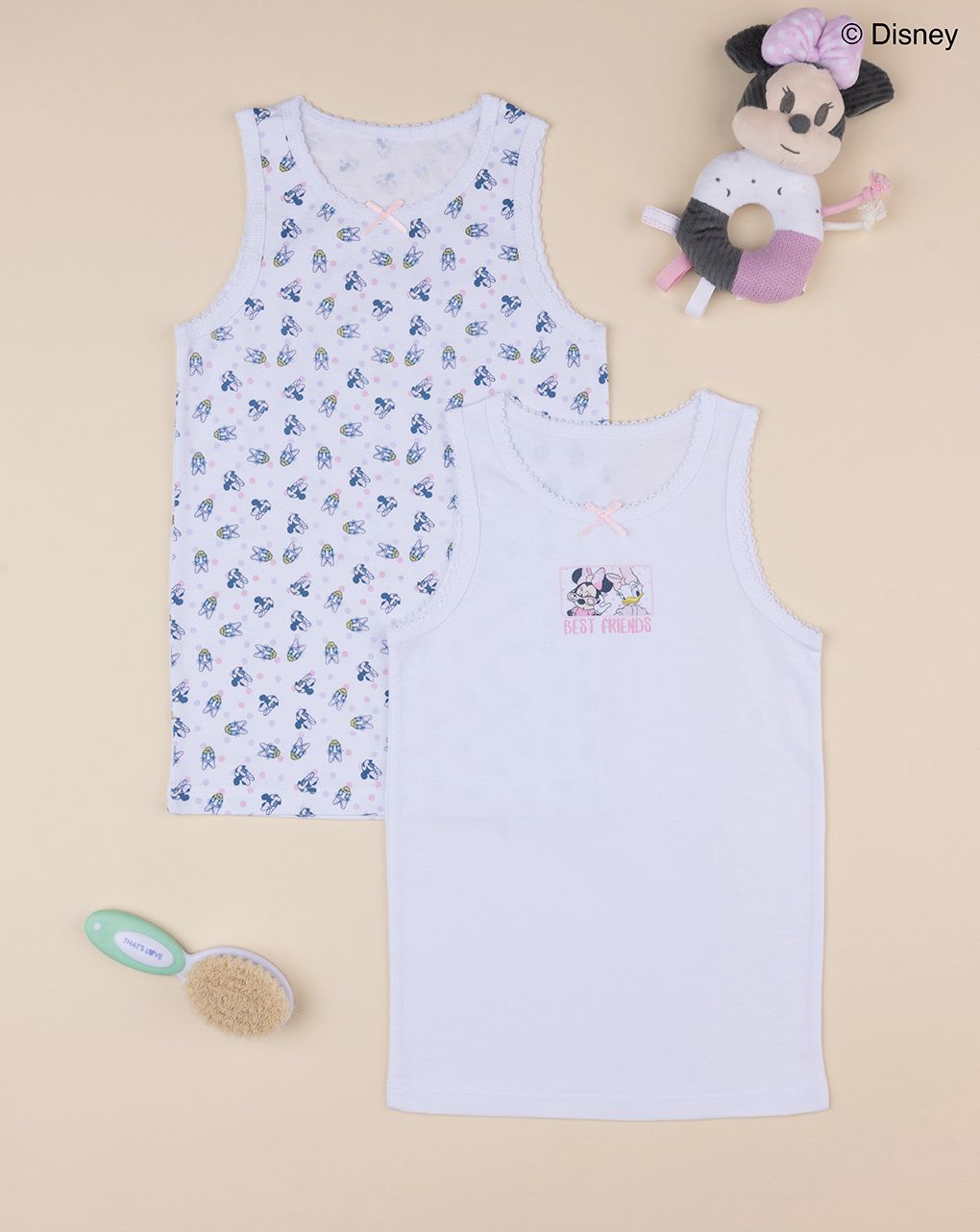 παιδικά φανελάκια πακέτο x2 με τη minnie και τη daisy για κορίτσι - Prénatal