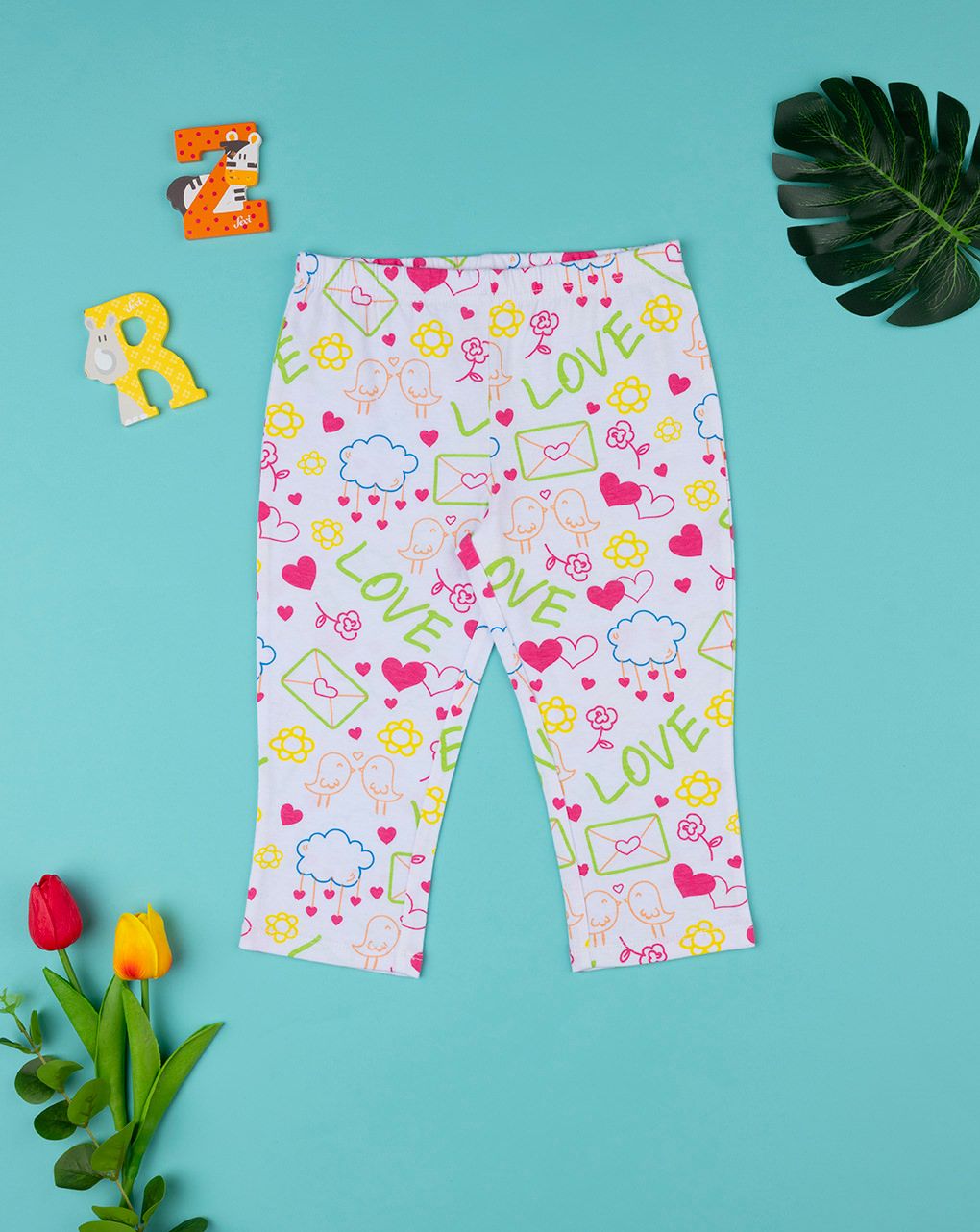 παιδικό κολάν 3/4 λευκό με στάμπες για κορίτσι - Prénatal