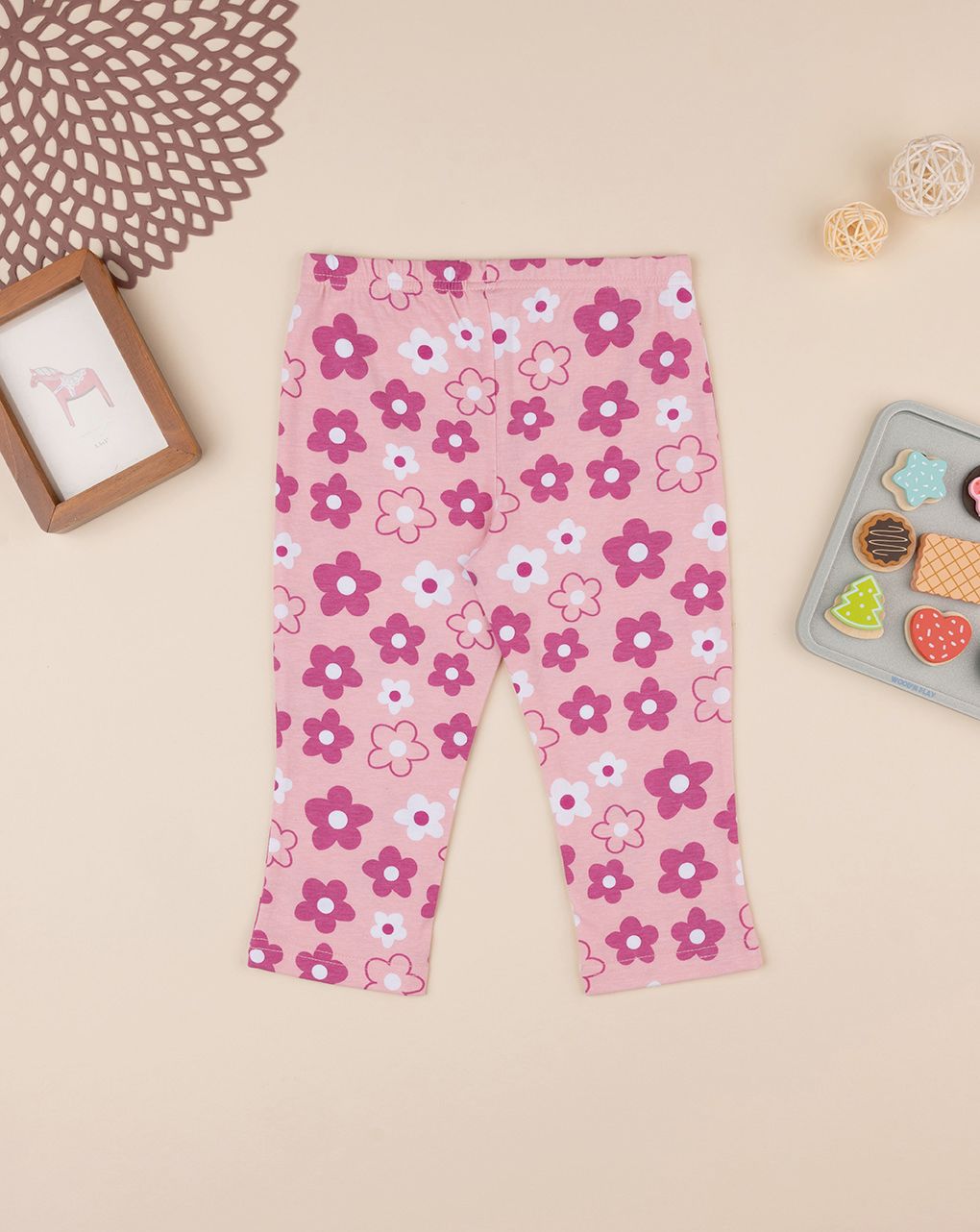 παιδικό κολάν 3/4 ροζ φλοράλ για κορίτσι - Prénatal