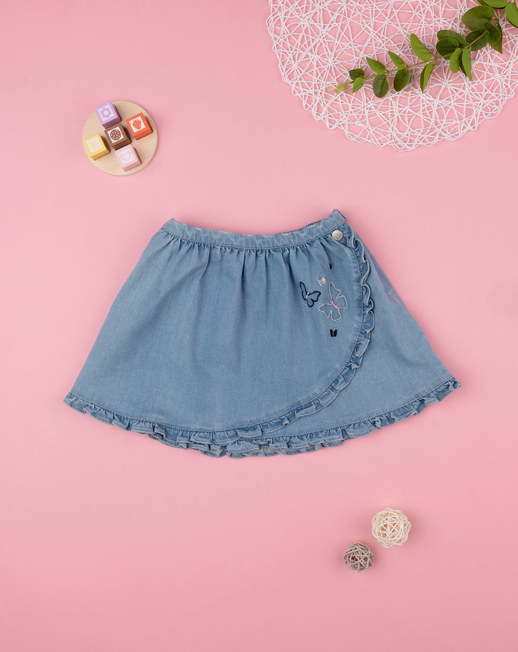 παιδική τζιν φούστα μπλε με πεταλούδες για κορίτσι - Prénatal