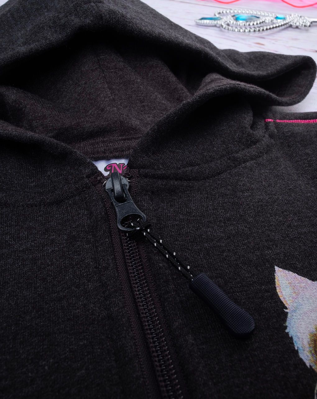 παιδική ζακέτα φούτερ γκρι σκούρο na!na!na! για κορίτσι - Prénatal